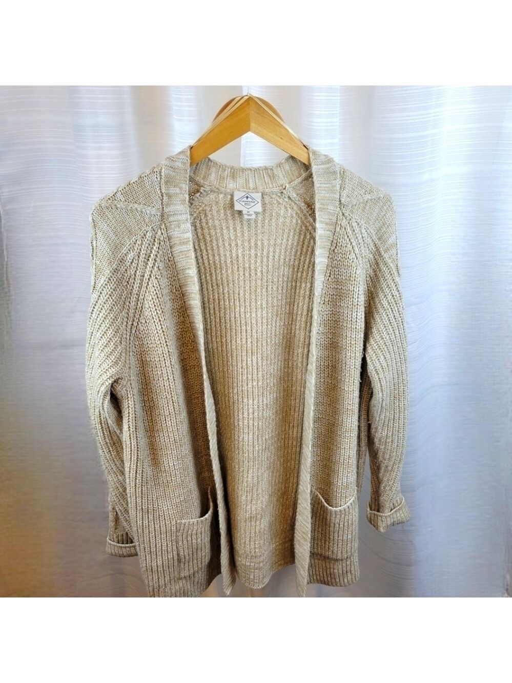 St. John's Bay | Oversize Knit Cardigan Sweater | Cream/Tan